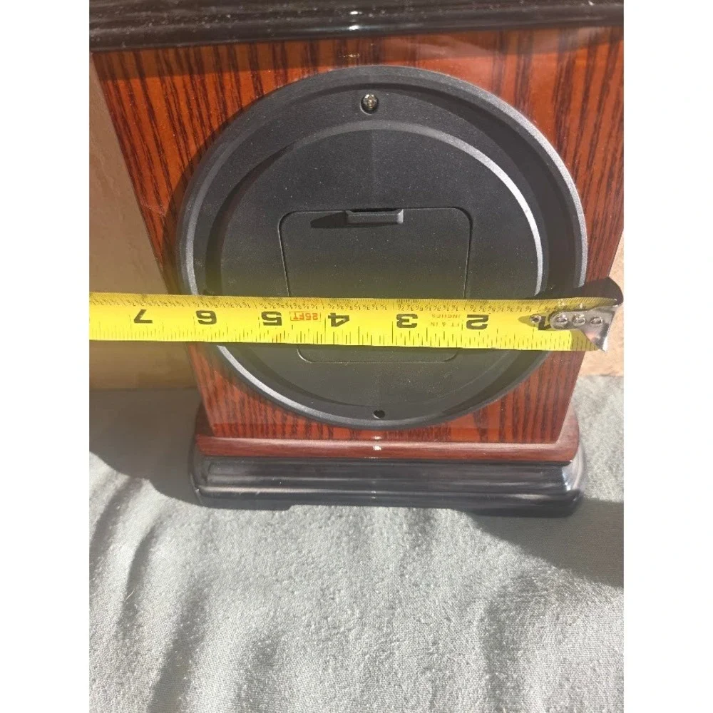 Stiffel Westminster Chime Quartz Mantel Clock Faux Wood Grain Roman Numerals